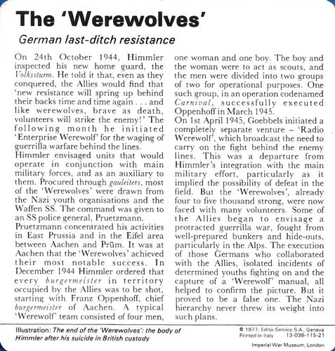 1977 Edito-Service World War II - Deck 115 #13-036-115-21 The 'Werewolves' Back