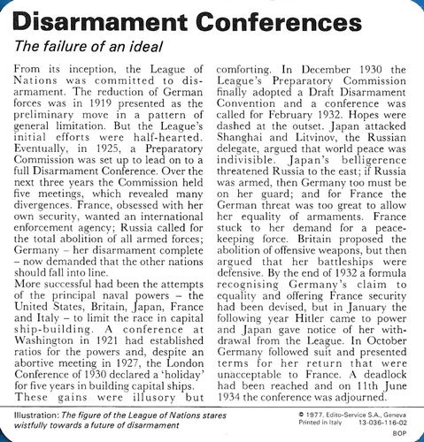 1977 Edito-Service World War II - Deck 116 #13-036-116-02 Disarmament Conference Back