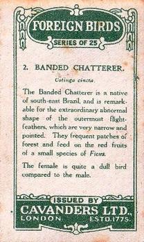 1926 Cavanders Foreign Birds #2 Banded Chatterer Back