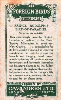 1926 Cavanders Foreign Birds #4 Prince Rudolph's Bird-of-Paradise Back