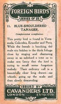 1926 Cavanders Foreign Birds #11 Blue-Shouldered Tanager Back
