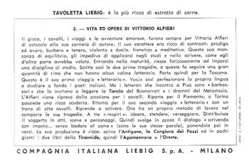 1964 Liebig Vita ed opere di Vittorio Alfieri (The Life and Works of Vittoria Alfieri) (Italian Text) (F1803, S1807) #2 Mara Back