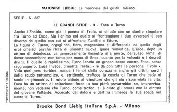 1972 Brooke Bond Liebig Le Grandi sfide (Great Duels) (Italian Text) (F1852, S1855) #3 Enea e Turno Back