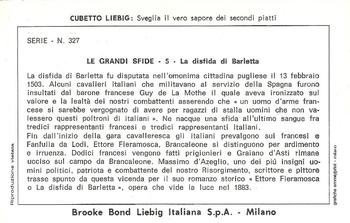 1972 Brooke Bond Liebig Le Grandi sfide (Great Duels) (Italian Text) (F1852, S1855) #5 La disfida di Barletta Back