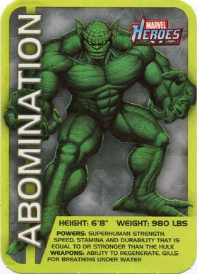2011 A&A Global Marvel Heroes Stats Stickers #8 Abomination Front
