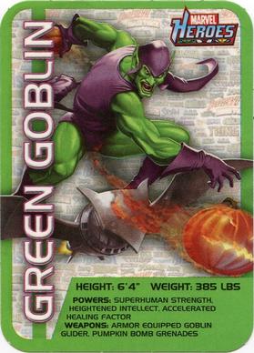 2011 A&A Global Marvel Heroes Stats Stickers #9 Green Goblin Front
