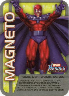 2011 A&A Global Marvel Heroes Stats Stickers #10 Magneto Front