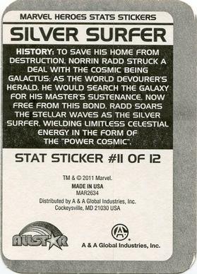 2011 A&A Global Marvel Heroes Stats Stickers #11 Silver Surfer Back