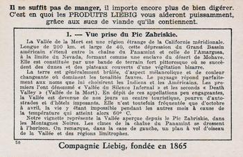 1940 Liebig La Valle de la Mort (Death Valley)(French Text)(F1421, S1424) #1 Vue prise du Pic Zabriskie Back