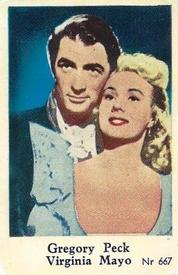 1956 Dutch Gum Series Nr (High Numbers) #667 Gregory Peck / Virginia Mayo Front