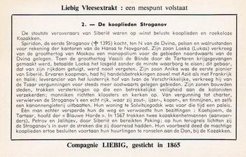 1957 Liebig Siberie (Siberia) (Dutch Text) (F1675, S1676) #2 De kooplieden Stroganov Back