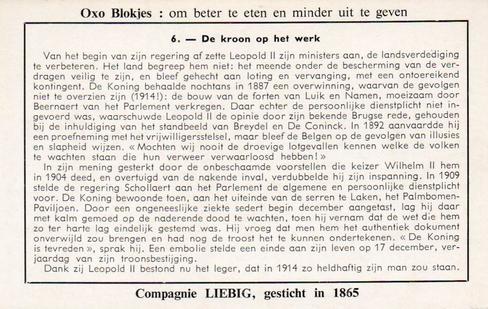 1959 Liebig Leopold II (Leopold II) (Dutch Text) (F1714, S1714) #6 De kroon op het werk Back