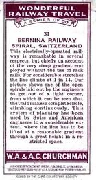 1996 Card Collectors Society 1937 Churchman's Wonderful Railway Travel (reprint) #31 Bernina Railway Spiral, Switzerland Back