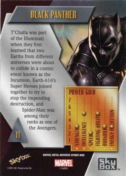 2021 SkyBox Metal Universe Marvel Spider-Man - Yellow FX #11 Black Panther Back