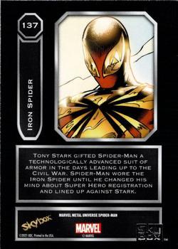 2021 SkyBox Metal Universe Marvel Spider-Man - Yellow FX #137 Iron Spider Back
