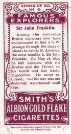 1997 Card Collectors Society 1911 F. & J. Smith's Famous Explorers (reprint) #6 Sir John Franklin Back