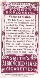 1997 Card Collectors Society 1911 F. & J. Smith's Famous Explorers (reprint) #11 Vasco da Gama Back