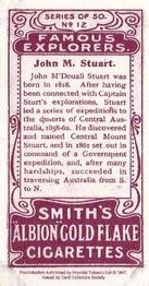 1997 Card Collectors Society 1911 F. & J. Smith's Famous Explorers (reprint) #12 John M. Stuart Back