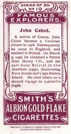 1997 Card Collectors Society 1911 F. & J. Smith's Famous Explorers (reprint) #19 John Cabot Back