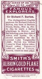 1997 Card Collectors Society 1911 F. & J. Smith's Famous Explorers (reprint) #35 Sir Richard F. Burton Back