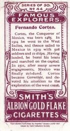 1997 Card Collectors Society 1911 F. & J. Smith's Famous Explorers (reprint) #44 Fernando Cortes Back