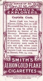 1997 Card Collectors Society 1911 F. & J. Smith's Famous Explorers (reprint) #50 Captain Cook Back
