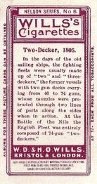 1996 Card Collectors 1905 Wills's Nelson Series (reprint) #6 Two-Decker 1805 Back