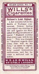 1996 Card Collectors 1905 Wills's Nelson Series (reprint) #7 Nelson's Last Signal Back