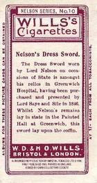 1996 Card Collectors 1905 Wills's Nelson Series (reprint) #10 Nelson's Dress Sword Back