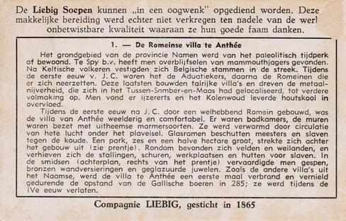 1951 Liebig De Geschiedenis van onze provincies - Namen (History of Namur) (Dutch Text) (F1523, S1550) #1 De Romeinse villa te Anthee Back