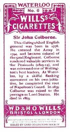 1995 Card Collectors Society 1915 Wills's Waterloo (reprint) #6 Sir John Colborne Back