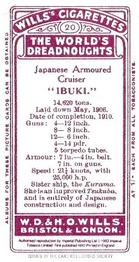 1993 Card Collectors Society 1910 Wills's The World's Dreadnoughts (reprint) #20 Ibuki Back