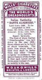 1993 Card Collectors Society 1910 Wills's The World's Dreadnoughts (reprint) #22 Dante Alighieri Back