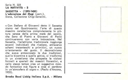 1971 Brooke Bond Liebig La nativita (The Nativity) (Italian Text) (F1845, S1852) #2 Sassetta Back