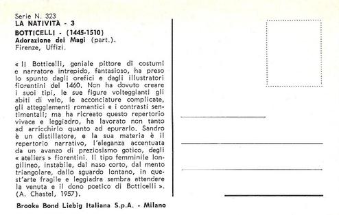 1971 Brooke Bond Liebig La nativita (The Nativity) (Italian Text) (F1845, S1852) #3 Botticelli Back