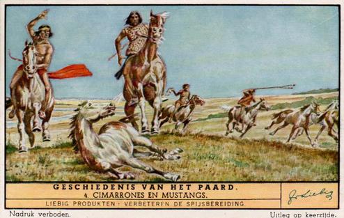 1950 Liebig Geschiedenis van het paard (The History of the horse) (Dutch Text) (F1494, S1507) #4 Cimarrones en mustangs Front