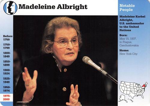 1996-97 Grolier Story of America Cards - Year in Review #A.1 Madeleine Albright Front