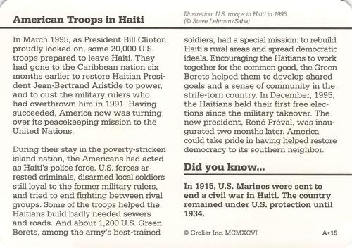 1996-97 Grolier Story of America Cards - Year in Review #A.15 American Troops in Hati Back