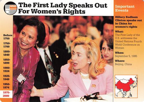 1996-97 Grolier Story of America Cards - Year in Review #B.10 The First Lady Speaks Out for Women's Rights Front