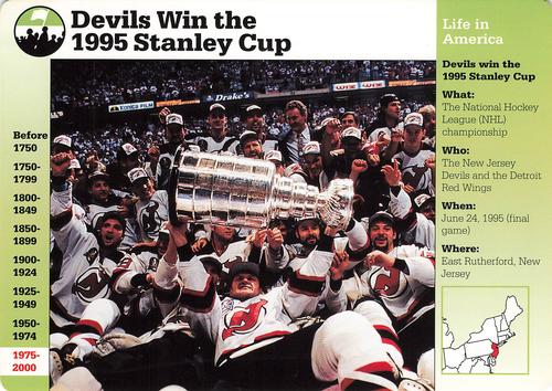 1996-97 Grolier Story of America Cards - Year in Review #B.13 Devils Win the 1995 Stanley Cup Front