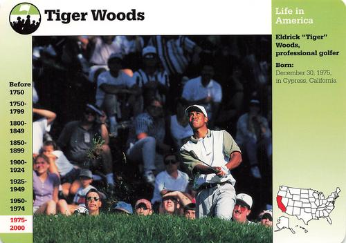 1996-97 Grolier Story of America Cards - Year in Review #E.15 Tiger Woods Front