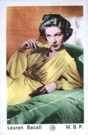 1952 Maple Leaf Gum Film Stars #28 Lauren Bacall Front