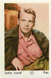 1952 Maple Leaf Gum Film Stars #53 John Lund Front