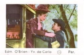 1952 Maple Leaf Gum Film Stars #112 Edmund O'Brien / Yvonne de Carlo Front