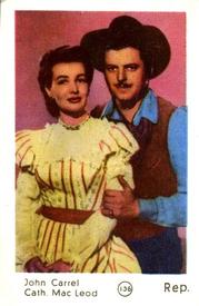 1952 Maple Leaf Gum Film Stars #136 John Carroll / Catherine McLeod Front