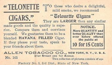 1903 Telonette Views and Art Studies (Type 1) (T116) #165 Ridgeway Library Back