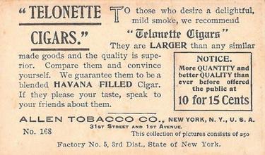 1903 Telonette Views and Art Studies (Type 1) (T116) #168 U.S. Treasury Rotunda Back