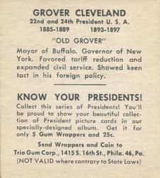 1940 Trio Gum Presidents (R210) #NNO Grover Cleveland Back