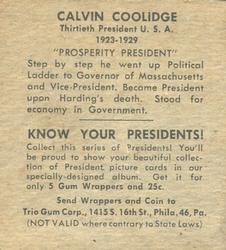 1940 Trio Gum Presidents (R210) #NNO Calvin Coolidge Back