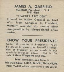 1940 Trio Gum Presidents (R210) #NNO James A. Garfield Back